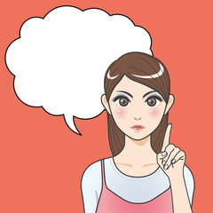 asian woman character with balloon, various pose and expression, cartoon illustration like japanese animation, vector