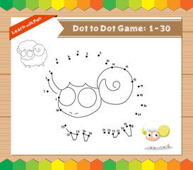 Cartoon Sheep. Dot to dot educational game for kids