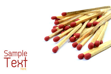Stack of matchsticks isolated on white