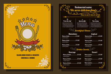 Restaurant Food Menu Vintage Design with Chalkboard Background v - 108608806