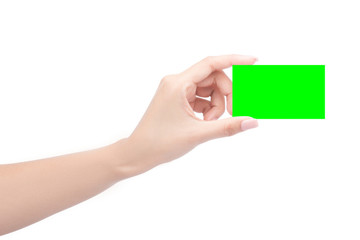 Obraz premium Hands hold business card,isolated Clipping path.