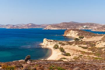 Fototapeta na wymiar Twin beaches in Patmos, Greece
