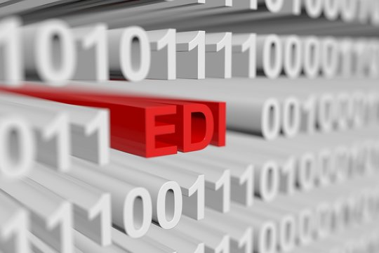 EDI in the form of a binary code with blurred background 3D illustration