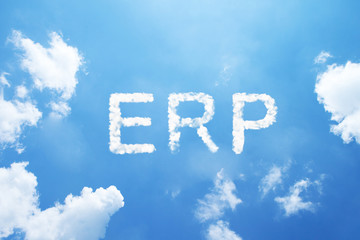 ERP cloud word on sky.
