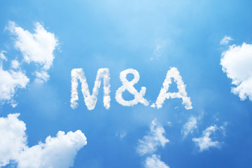 Naklejka na ściany i meble M&A cloud word on sky.
