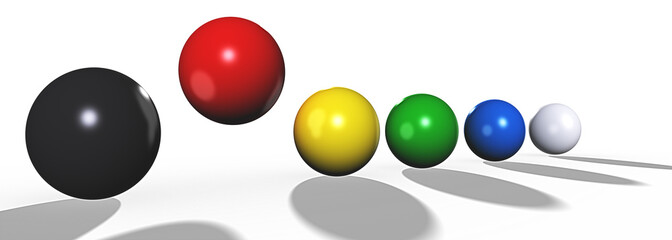 fliegende bunte Kugeln, freigestellt