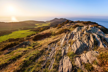 Sun setting over Morte Point, North Devon