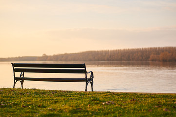 Bench near river Danube