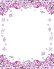 Obraz na płótnie Canvas isolated frame from light lilac blooms
