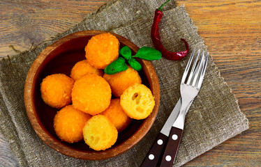 Food without meat: potato donuts.