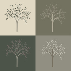 Collection of trees, vector illustration.
