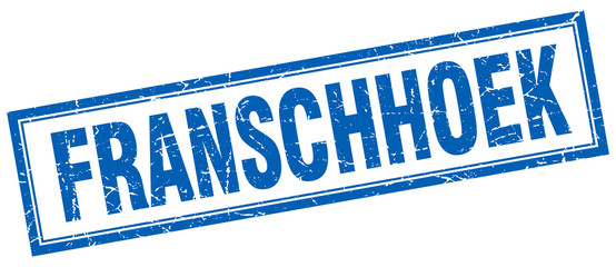 Franschhoek blue square grunge stamp on white