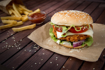 Closeup of homemade burgers