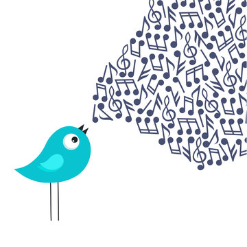 Singing bird. Vector illustration.