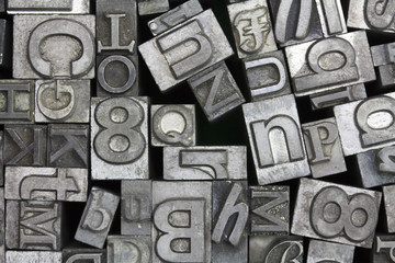 Close up of typeset letters