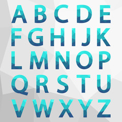 Blue Polygonal Alphabet Set. 