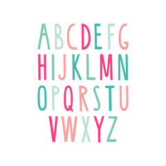 Hand drawn alphabet. Sans-serif elegant light font. Vector illustration.