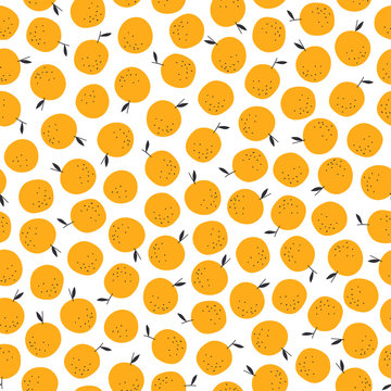Orange fruit pattern. Seamless background. Vector design.