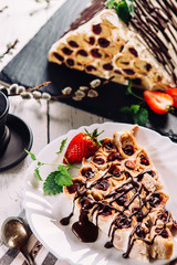 Homemade cake with cherry and chocolate