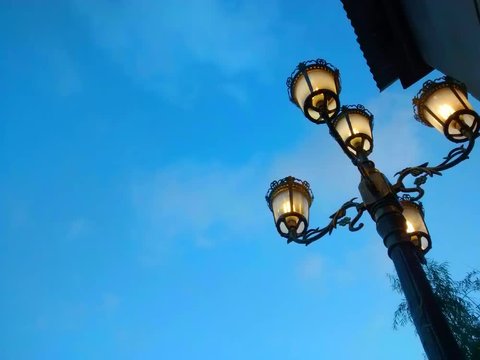 Time lapse light of lantern with speedy cloud