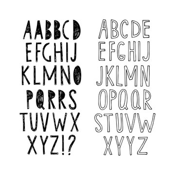 Set of two hand-drawn fonts. Vector.