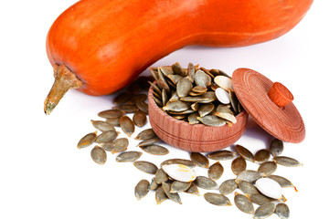 Pumpkin Seeds Isolated on White Background.