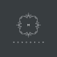 Elegant monogram design template, vector illustration.