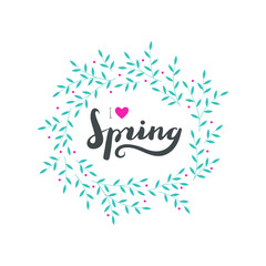 Calligraphy spring poster.Hand written calligraphy.Vector.