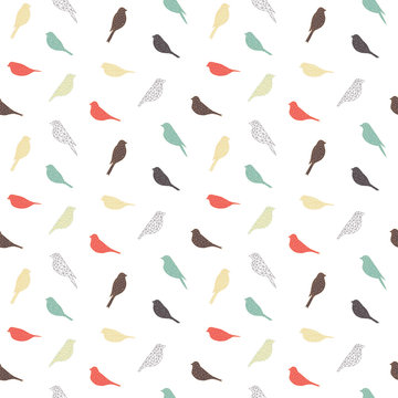 Seamless pattern with birds. Geometric style. Vector.