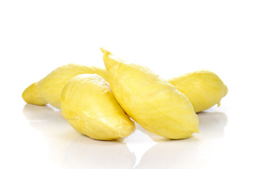 Durian , King of Fruits on white background.