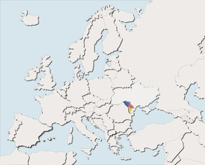 Mappa EU bianca e colore Moldova