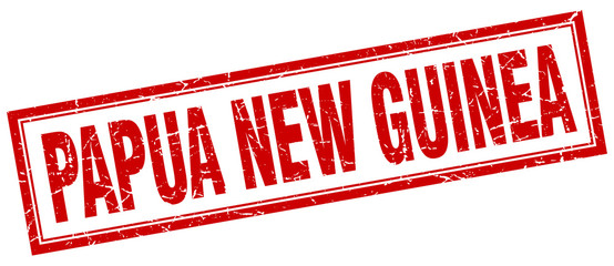 Papua New Guinea red square grunge stamp on white