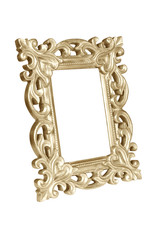Gold carved picture frame isolated over white with clipping path.