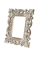 Silver gold carved picture frame isolated over white with clipping path.
