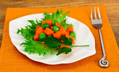Juicy Vegetable Stew. Peas and Carrots. Diet Food.