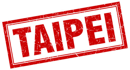 Taipei red square grunge stamp on white