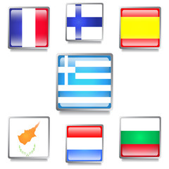 European Countries Flags Made as Web Buttons