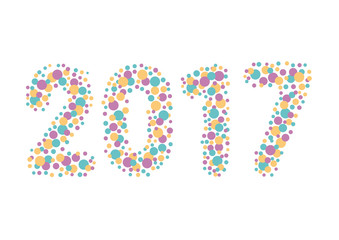 The word 2017. Vector banner with the text with circles colored