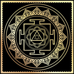 illustration golden Yantra Goddess Lakshmi symbol