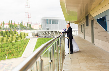 Just married couple outdoors