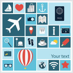 Trevel flat icons, text can be added