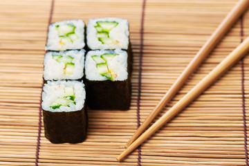 Japanese rolls and chopsticks