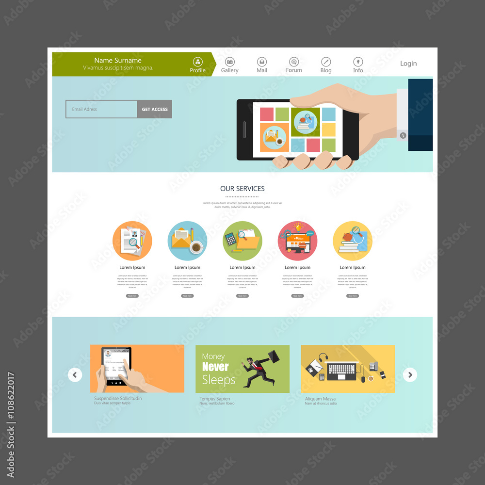 Canvas Prints business one page website design template. vector design.