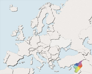 Mappa EU bianca e colore Syria