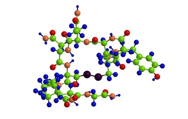 Molecular structure of hormone Oxytocin, 3D rendering