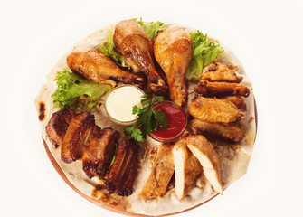 roasted meat with vegetables and potato