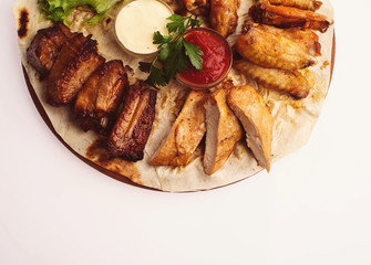 roasted meat with vegetables and potato