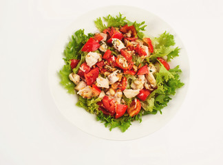 fresh salad with tomato salad and meat