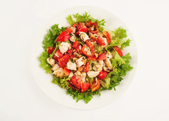 fresh salad with tomato salad and meat