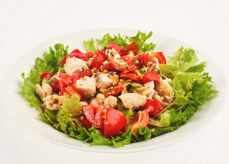 fresh salad with tomato salad and meat
